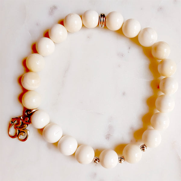 Uddharsha (Excessive joy) Purification Shell Stone, OM Guru bead Japa/Meditation Mala