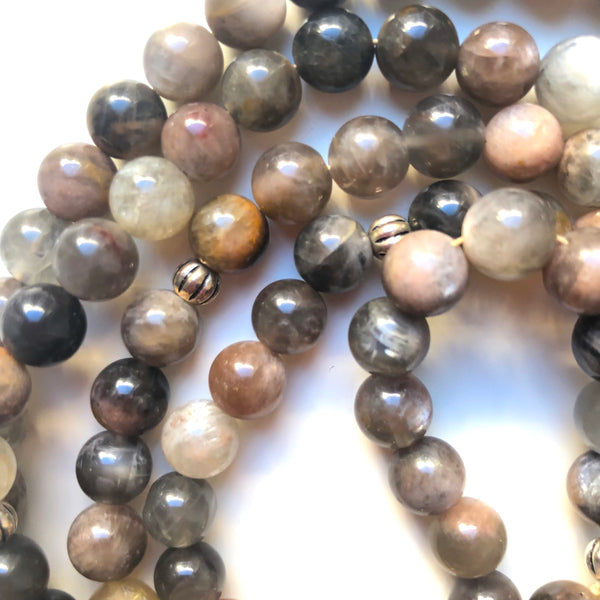 Moonstone Mala Beads, 108 Mala, Mala Necklace, Yin Yang, Yoga Jewelry, Meditation Beads