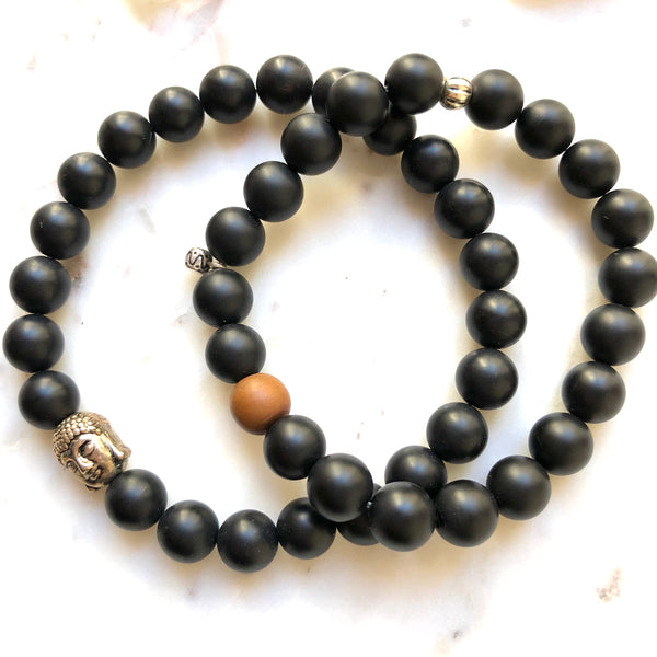 Black Onyx Buddha Charm Yoga Bracelet