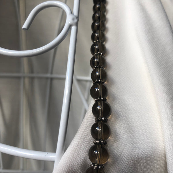 Smoky Quartz Mala Beads, Hamsa, 108 Mala, Mala Necklace, Yoga Jewelry
