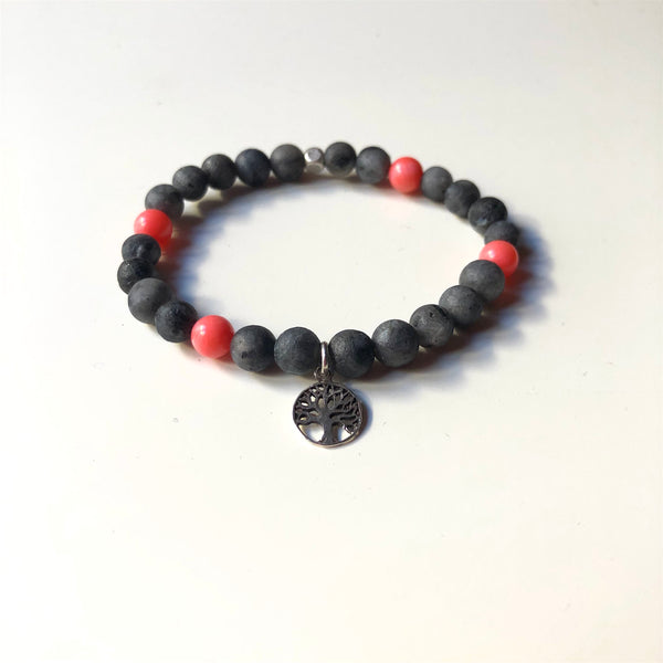 Inner Peace Bracelet, Spectrolite Mala Bracelet, Coral Wrist Mala, Yoga Bracelet, Mala Bracelet, Spiritual Jewelry