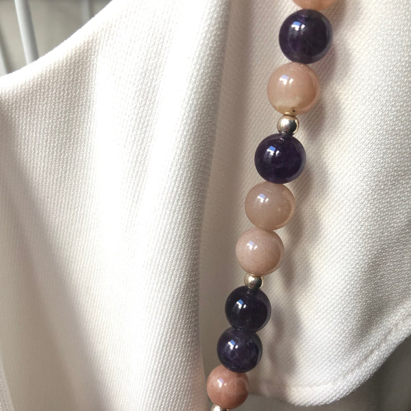 Moonstone Mala Beads, Amethyst Mala Necklace, 108 Mala, Yoga Jewelry, Meditation Beads