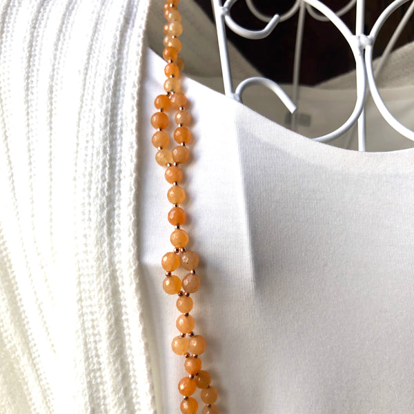 Tantric Mala Necklace: Aventurine, Crystal Quartz 6 mm.