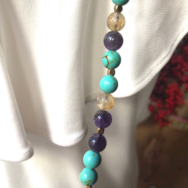 Turquoise Mala Beads, 108 Mala, Amethyst Mala Necklace, Citrine Yoga Jewelry