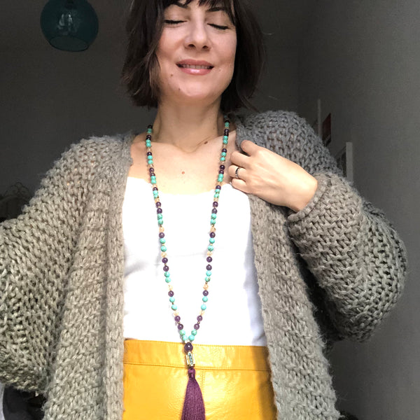 Turquoise Mala Beads, 108 Mala, Amethyst Mala Necklace, Citrine Yoga Jewelry