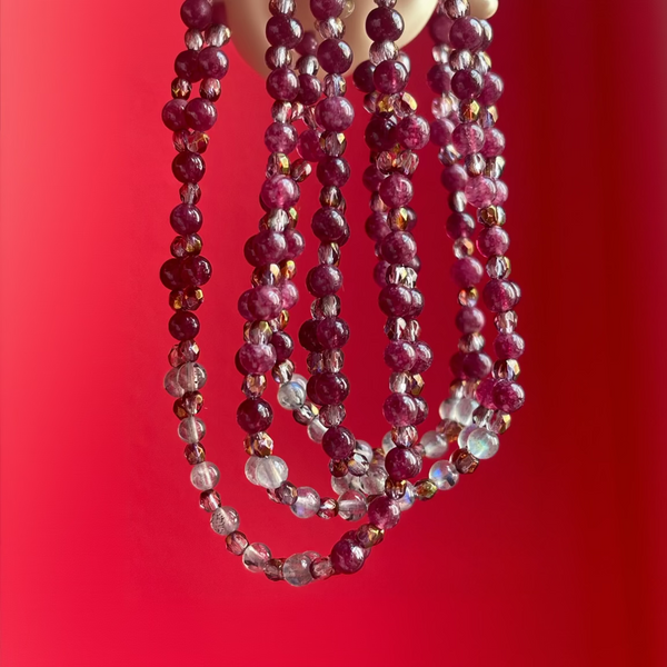 Tantric Mala Necklace: Tourmaline, Labradorite (4 mm)