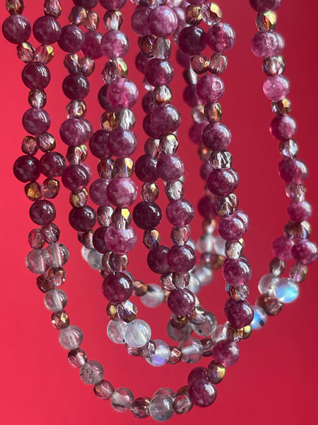 Tantric Mala Necklace: Tourmaline, Labradorite (4 mm)