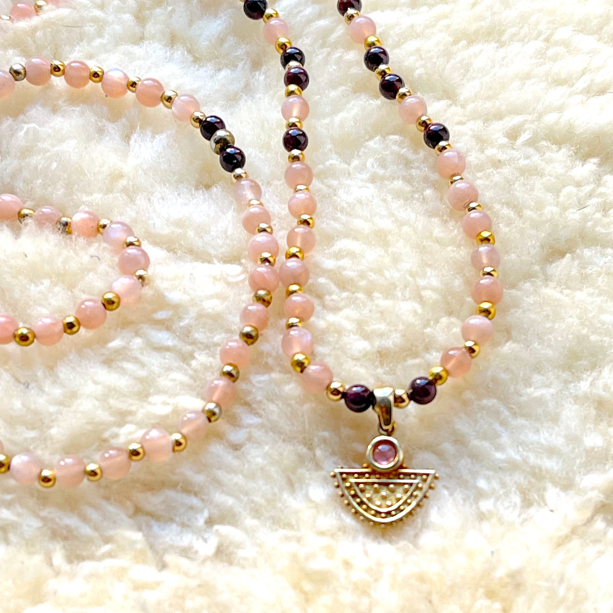 Radiant Soul Mala: Sunstone, Red Garnet