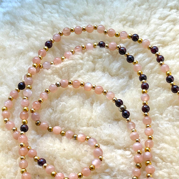 Radiant Soul Mala: Sunstone, Red Garnet