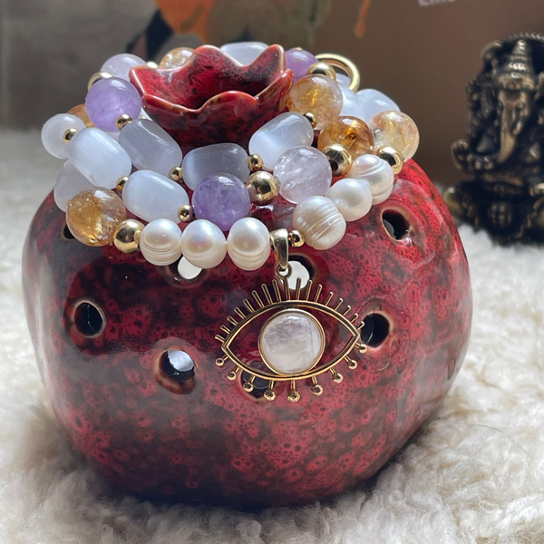 Celestial Grace: Quartz, Selenite, Pearl, Citrine & Amethyst