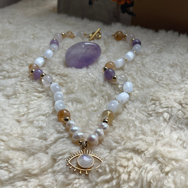 Celestial Grace: Quartz, Selenite, Pearl, Citrine & Amethyst