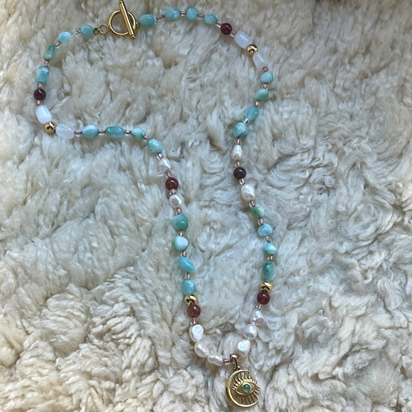 Soul Harmony: Amazonite, Selenite, Pearl, Garnet