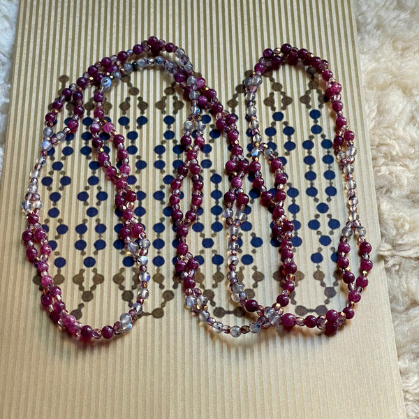 Tantric Mala Necklace: Tourmaline, Labradorite (4 mm)
