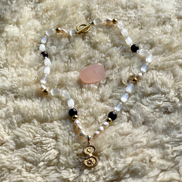 Inner Grace: Selenite, Pearl, Garnet