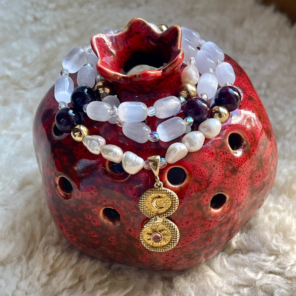 Inner Grace: Selenite, Pearl, Garnet