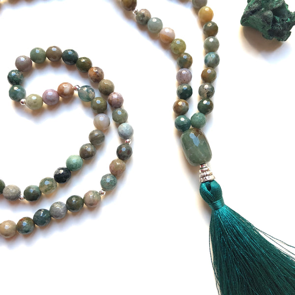 Aria Mala Atelier's unique one-of-a-kind Agate, Agate guru bead is for yoga meditation empowering spiritual daily practise and intention setting