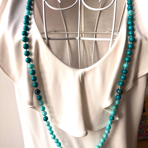 Turquoise Mala Beads, Amazonite Yoga Necklace, Jade 108 Mala Beads, Mala Kette