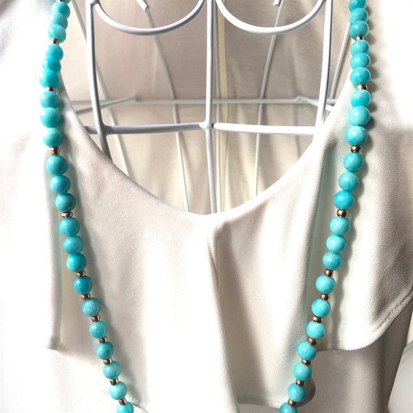 Amazonite Mala Beads, 108 Beads, Mala Necklace, OM Charm, Yoga Jewelry, Schmuck