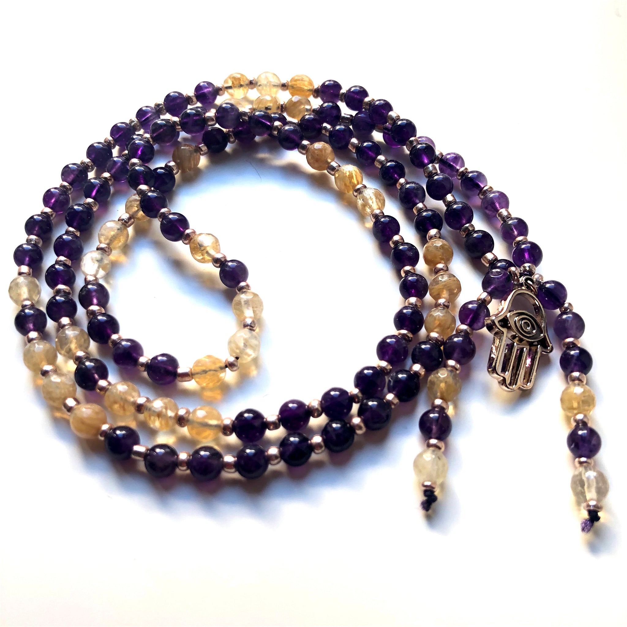 Amethyst Mala Beads, Yoga Jewelry, 108 Mala, Citrine Mala Necklace, Meditation Beads