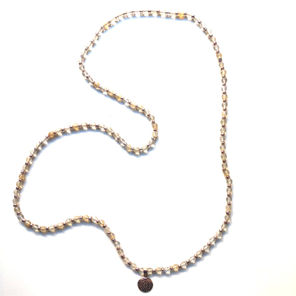 Citrine Mala Beads, 108 Mala, Flower of Life, Mala Necklace, Yoga Jewelry