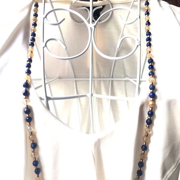 Lapis Lazuli Mala Beads, Citrine Mala Necklace, Flower of Life, Yoga Jewelry, Meditation Beads