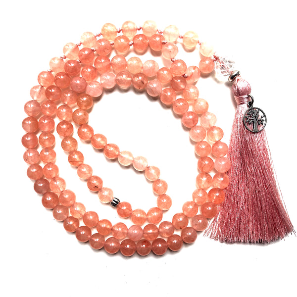 Jade Mala Beads, Tree of Life, 108 Mala, Mala Necklace, Yoga Jewelry, Meditation Beads