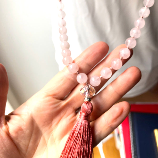 Rose Quartz Mala Beads, 108 Mala, Mala Necklace, Yoga Jewelry, Self Love