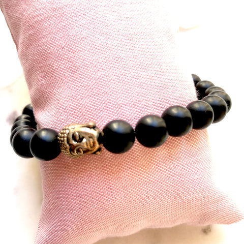 Black Onyx Buddha Charm Yoga Bracelet